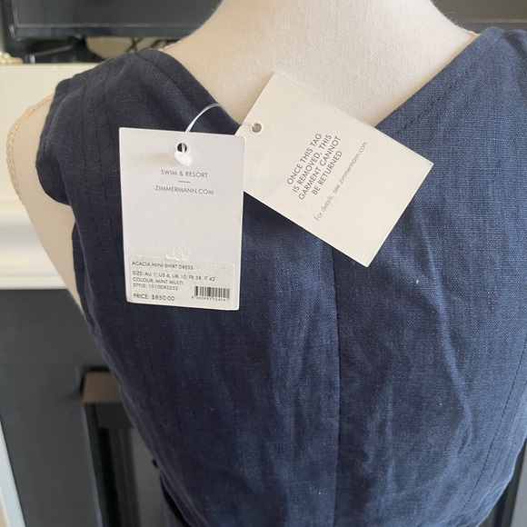 ZIMMERMANN Glassy Safari Belted Fluted Linen Mini Dress - Picture 7 of 8